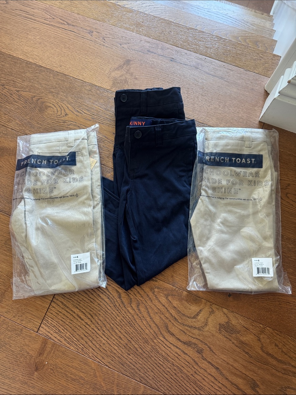 Target French Toast Girls Skinny Pants Navy & Khaki Uniform Chino Pants Size 6